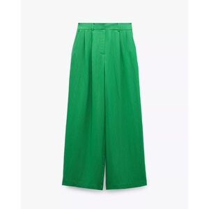 ZARA Green Wide-Leg Pants